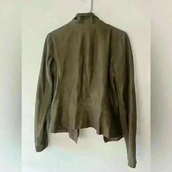 VINCE Scuba Asymmetrical Lambskin Leather green khaki suede Jacket Size large - Picture 7 of 16